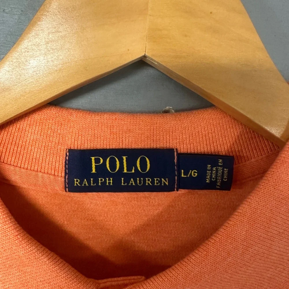 Polo‎ Ralph Lauren Mens Orange Short Sleeve Classic Fit Mesh Polo Shirt Size L